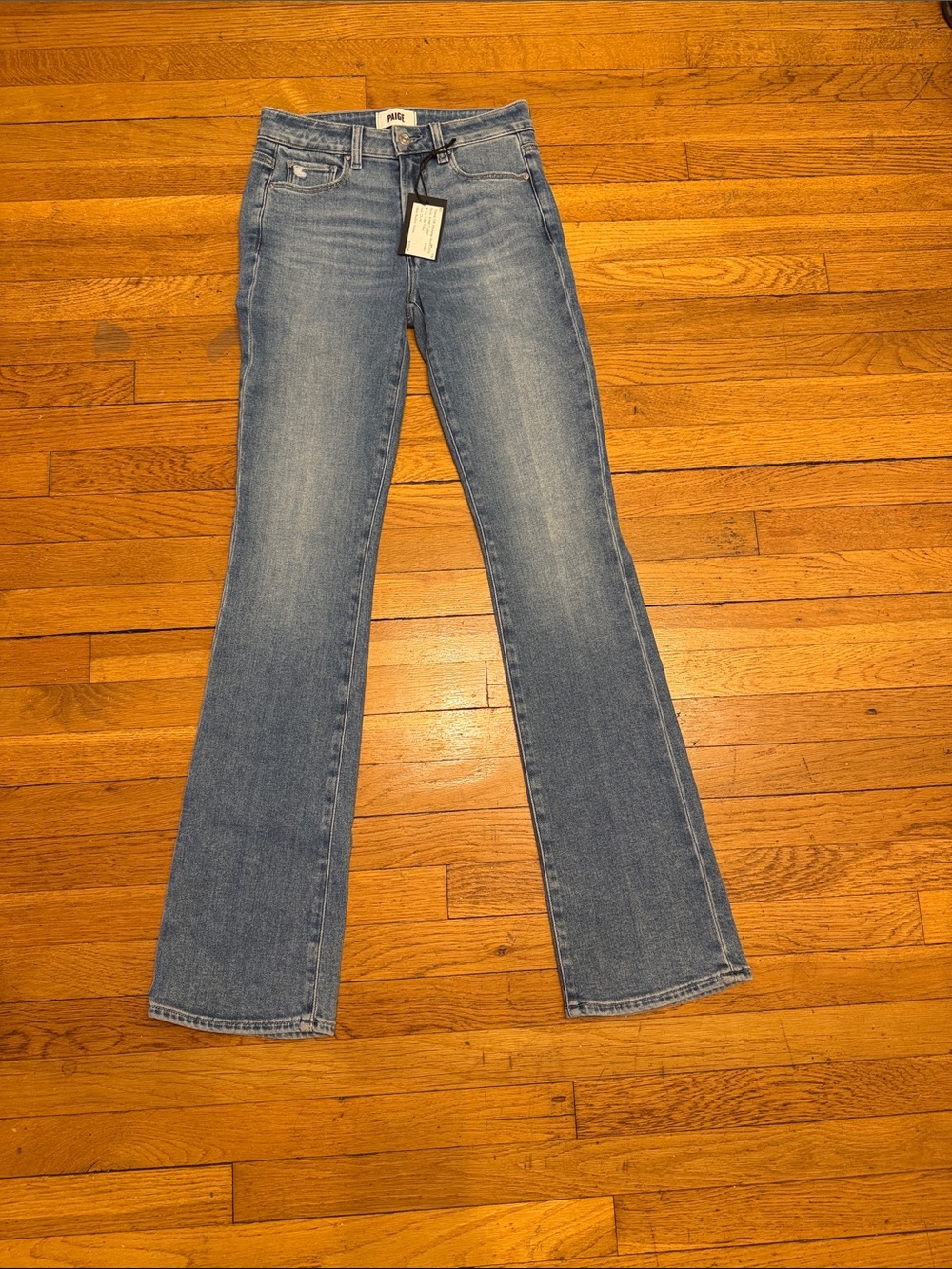 PAIGE Light Blue Flare Jeans High Rise Manhattan Sz 27 NWT